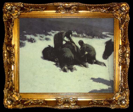 framed  Frederic Remington The Hungry Moon (mk43), ta009-2